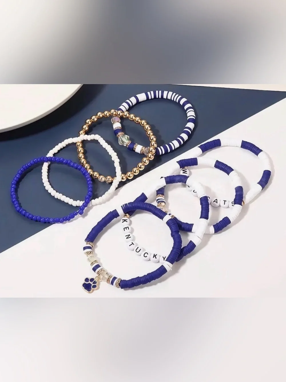 🆕 8Pc Kentucky Wildcats Bracelet Set NEW 💙💙💙